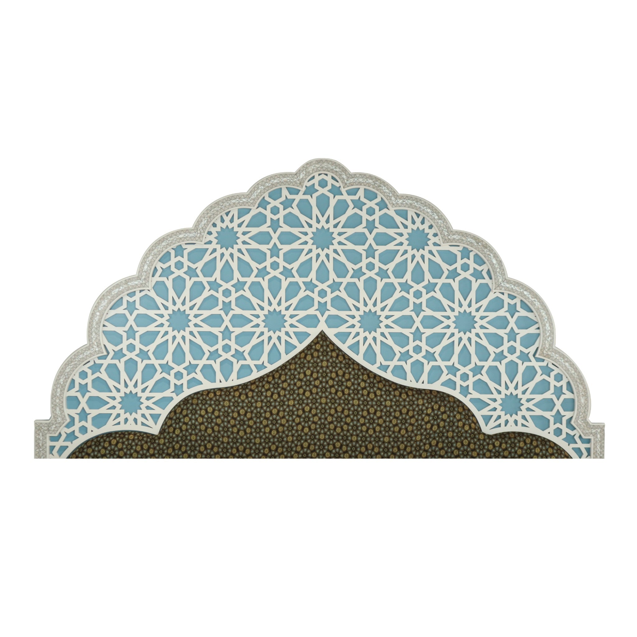 Damascus King Bed Frame with Mother of Pearl Headboard - Blue