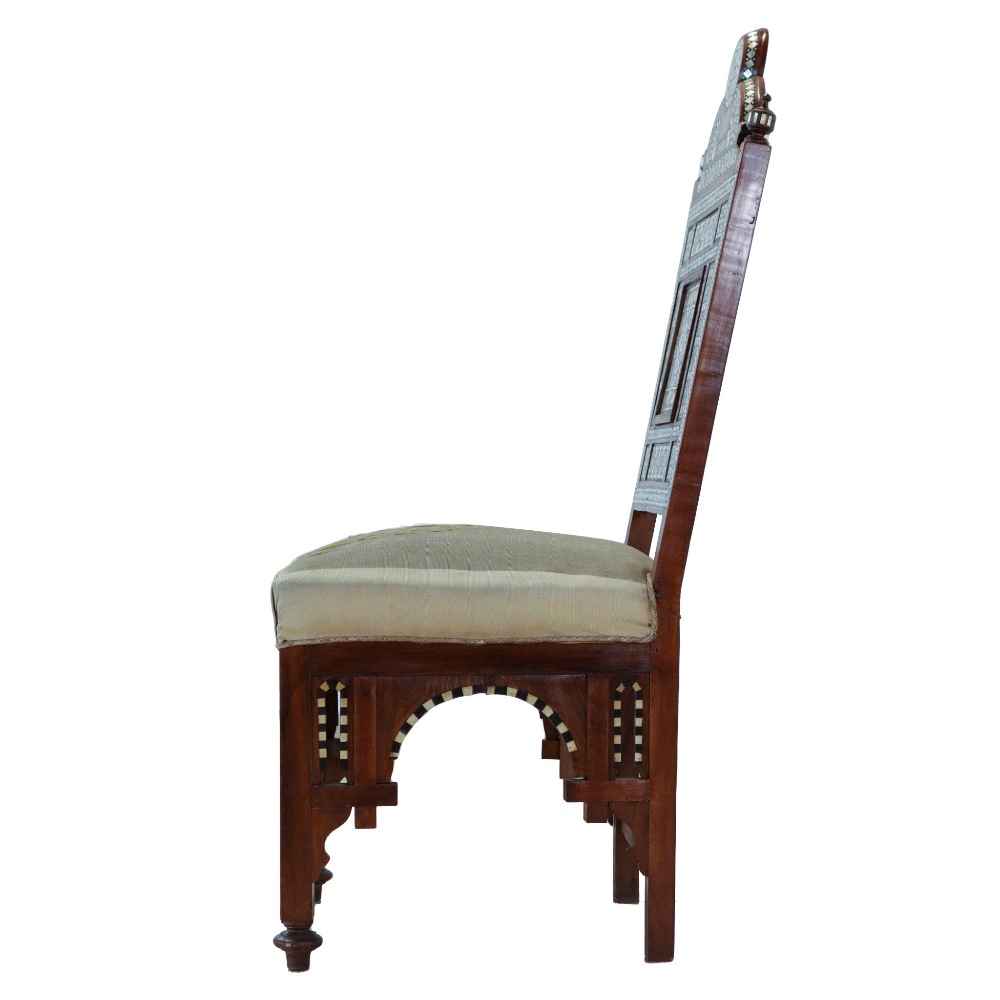 Antique Damascus Chairs with Mother of Pearl Inlay (Pair, 1870-1900)