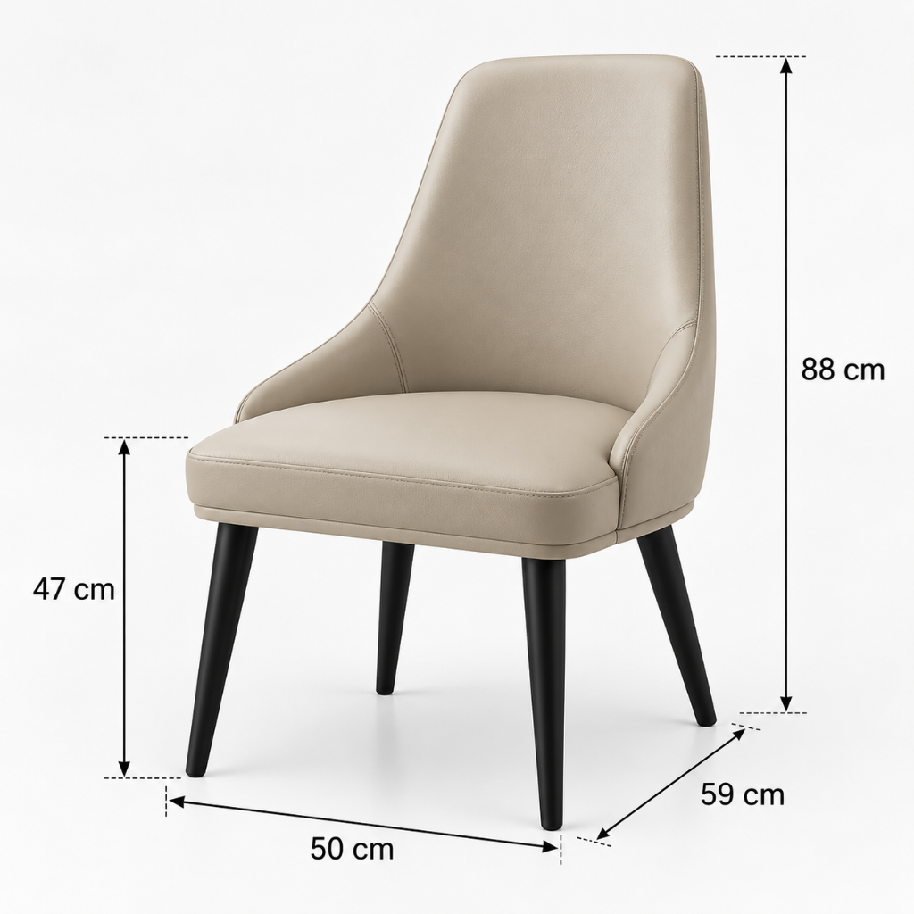 Beige PU Leather Dining Chair | SHAGHAF HOME UAE