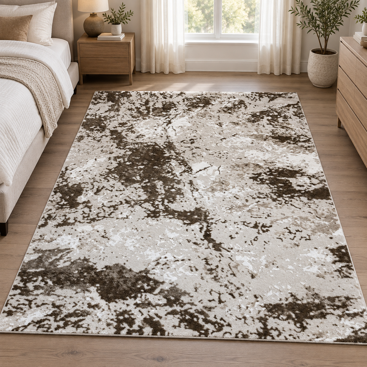 Brown Beige Abstract Rug 150x230cm | SHAGHAF HOME UAE