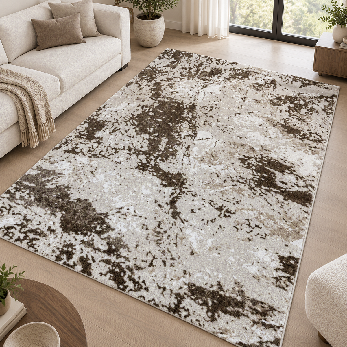 Brown Beige Abstract Rug 150x230cm | SHAGHAF HOME UAE