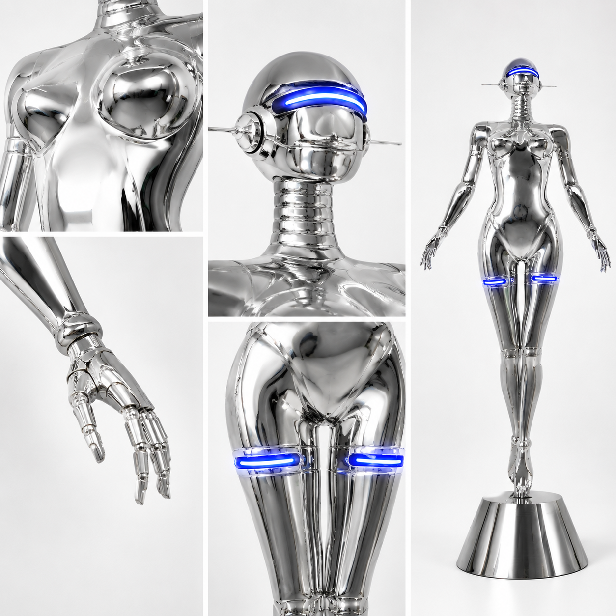 Nova Chrome Humanoid LED Sculptural X large Floor Lamp