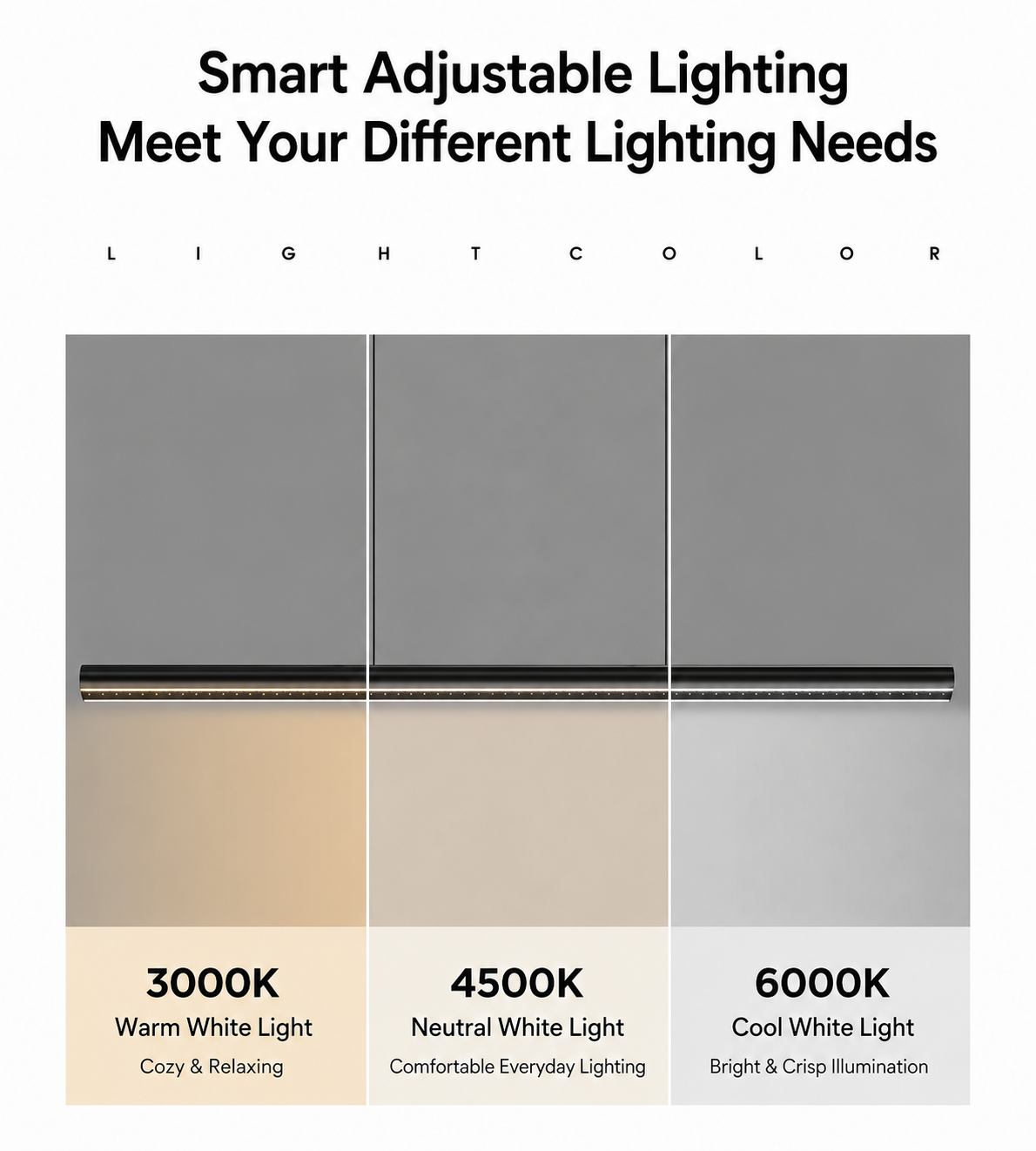 Modern Sculptural LED Wall Lamp – 3 Color Changing Wall Light | Minimalist Black Aluminum Sconce