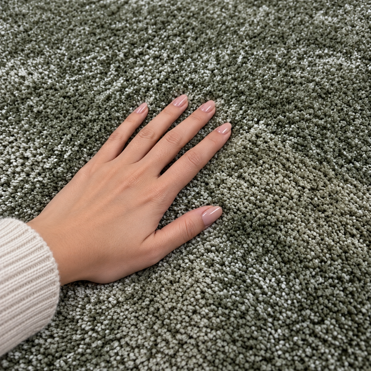 Modern Green Soft Shag Area Rug 150×230 cm – Plush Bedroom & Living Room Carpet