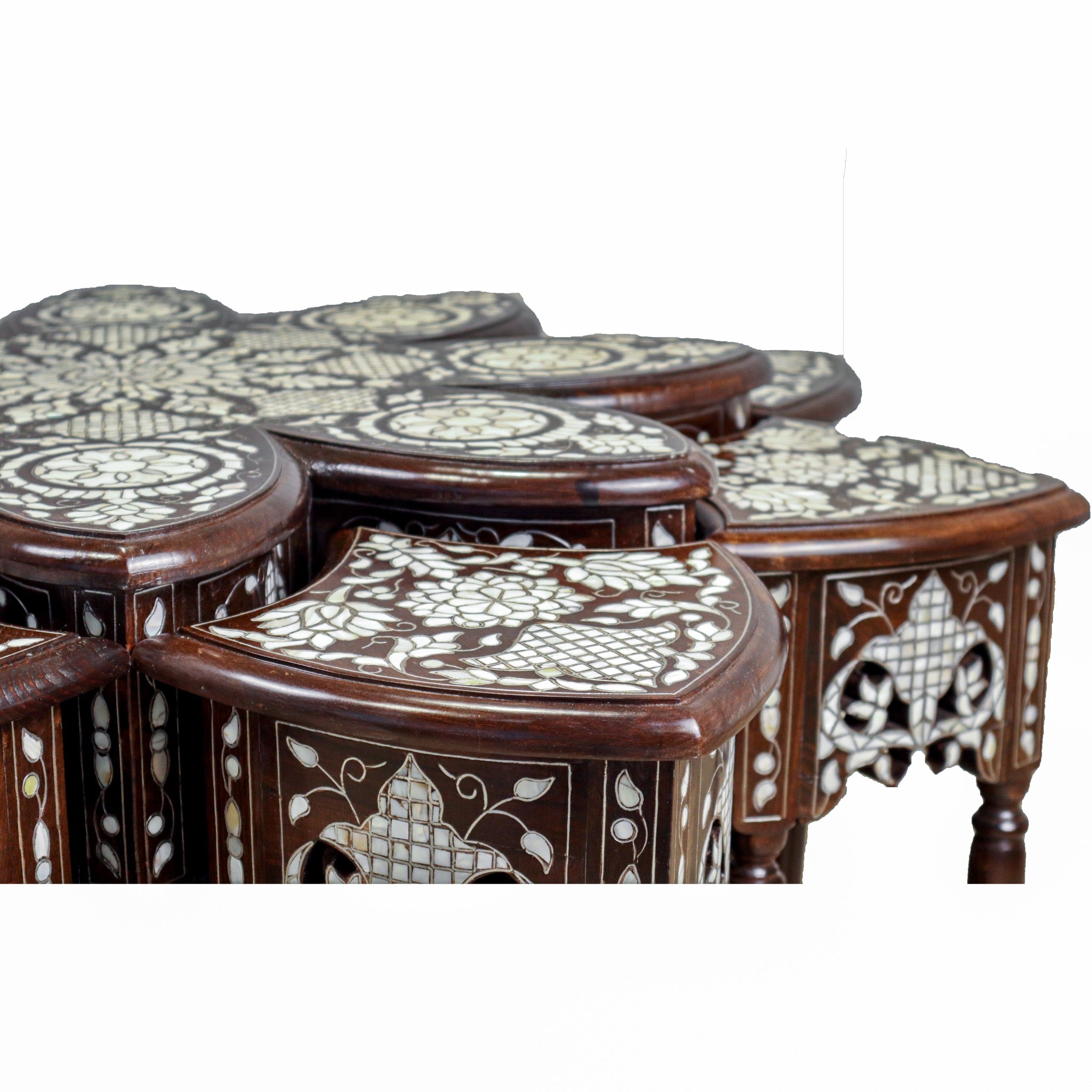 Damascus 9-Piece Coffee Table Set - Octagonal Mother of Pearl