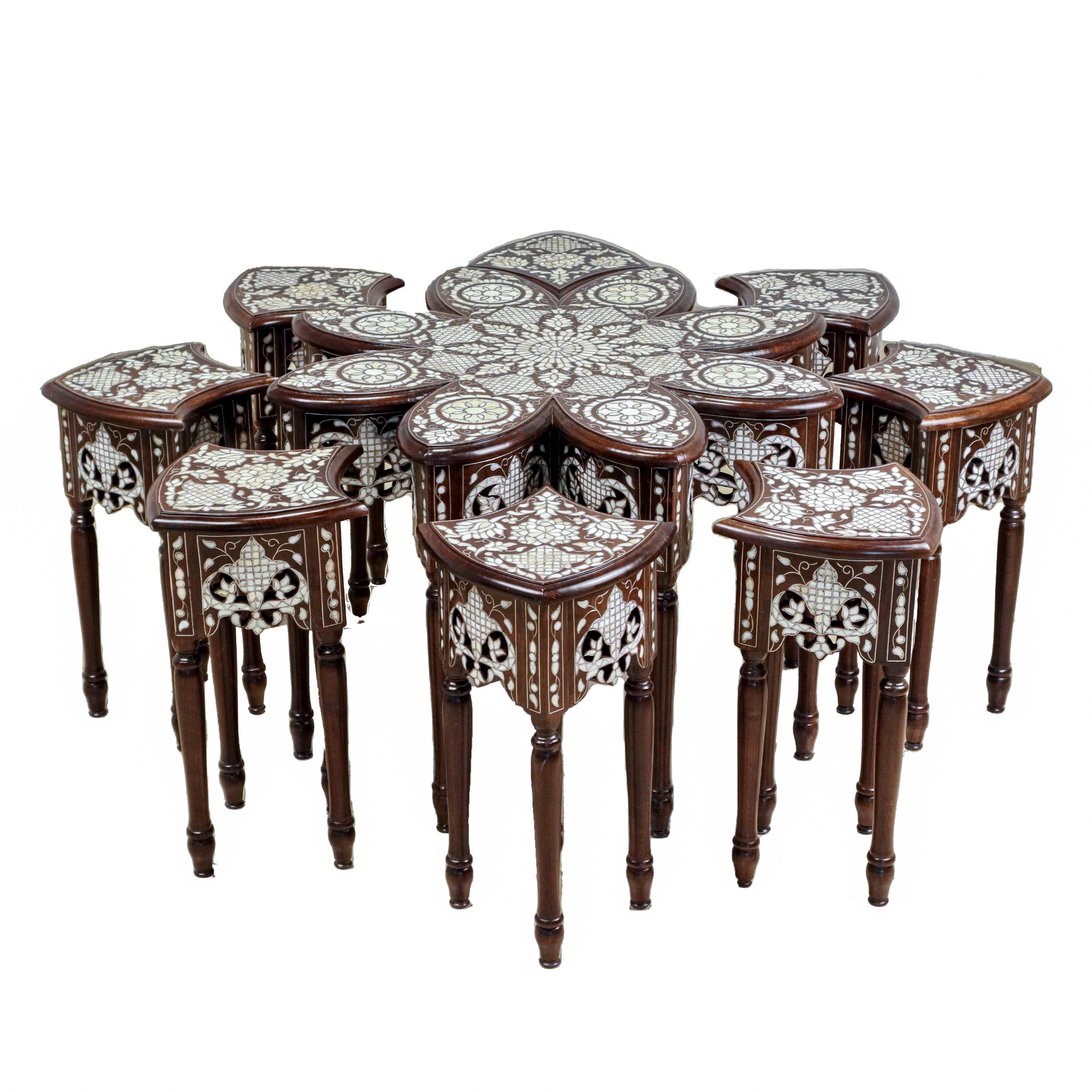 Damascus 9-Piece Coffee Table Set - Octagonal Mother of Pearl