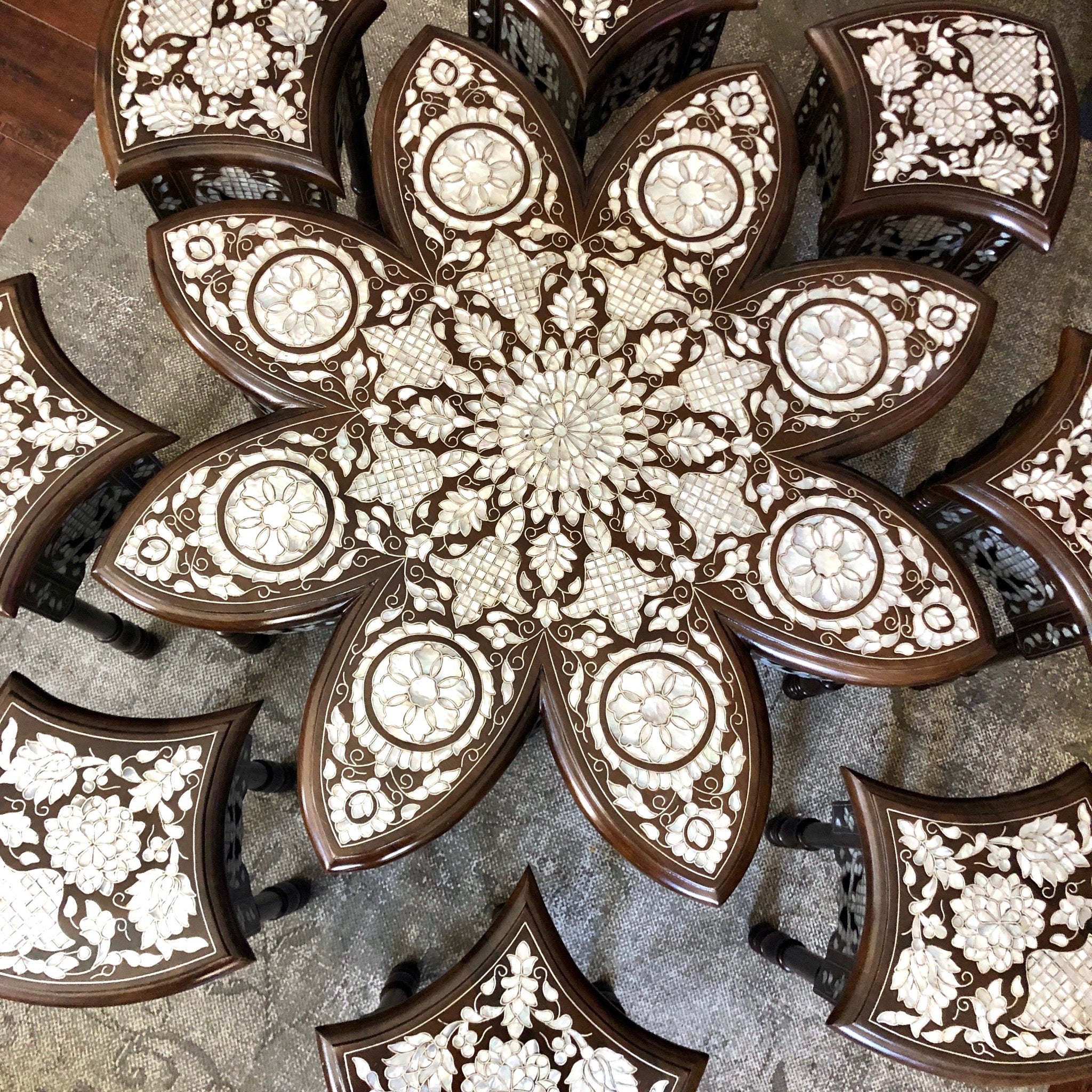 Damascus 9-Piece Coffee Table Set - Octagonal Mother of Pearl