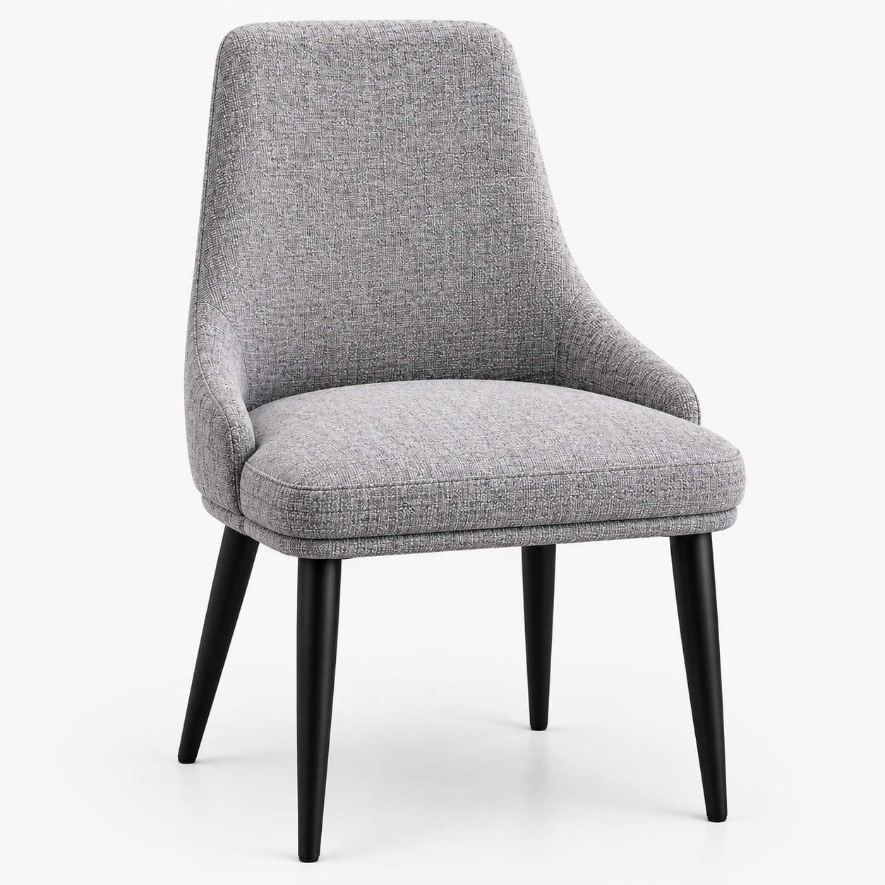 Modern Grey Fabric Upholstered Dining Chair with Black Legs