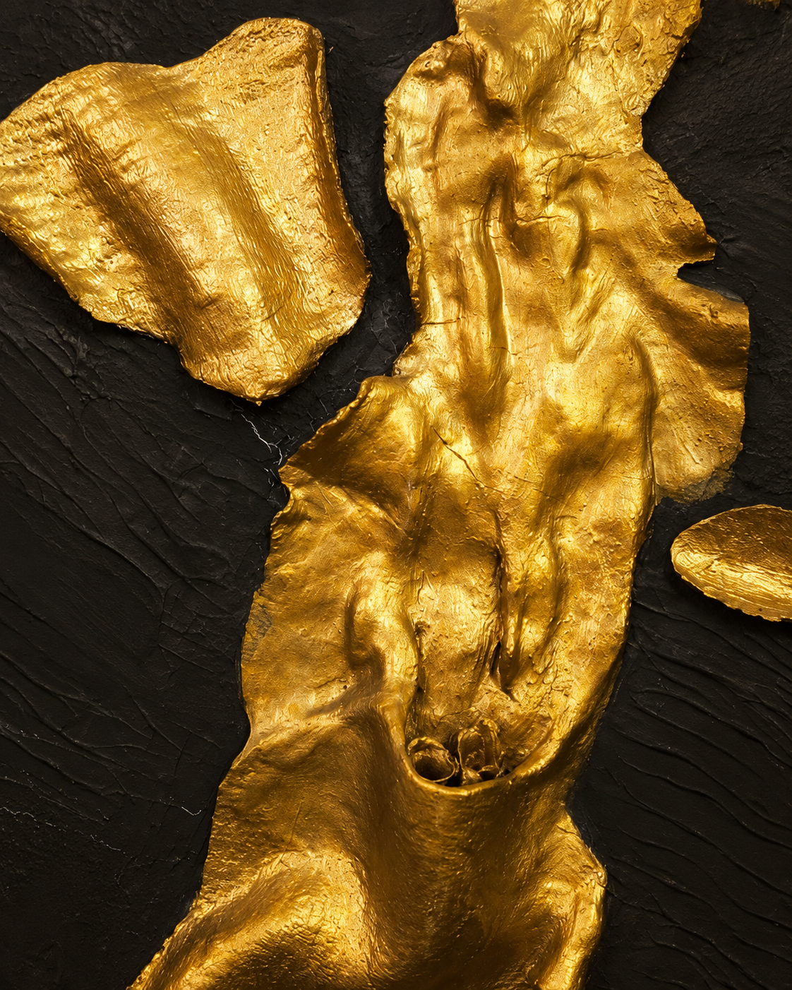Handmade Black & Gold Textured Abstract Wall Art 60×40 cm | SHAGHAF HOME UAE
