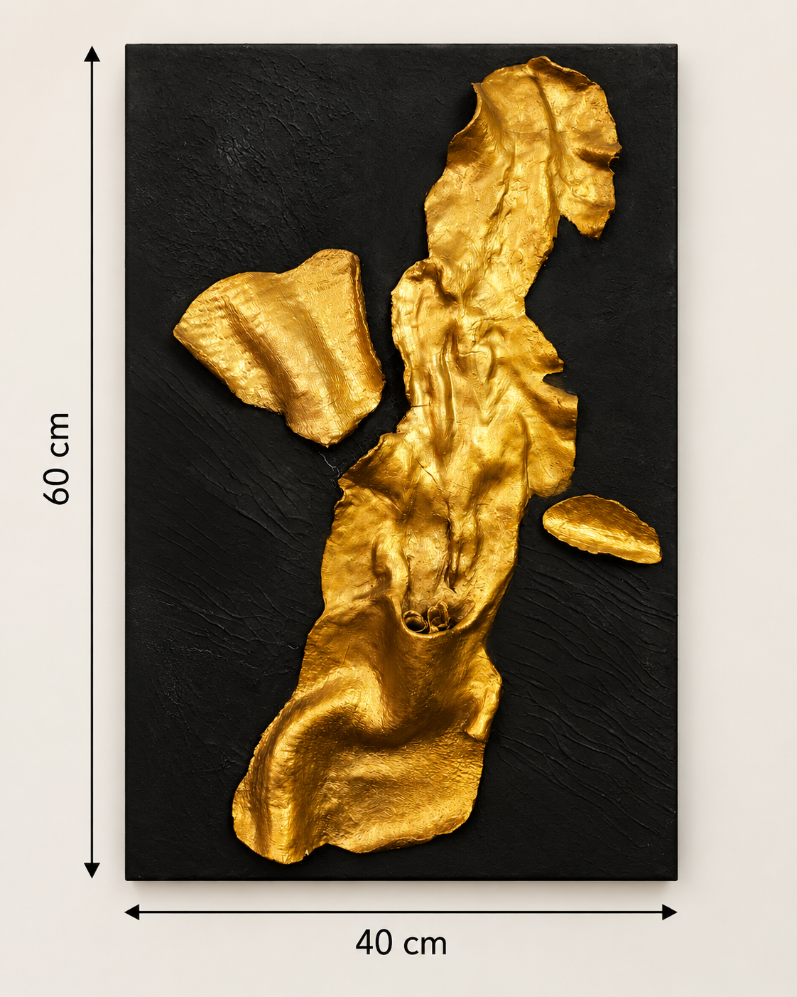 Handmade Black & Gold Textured Abstract Wall Art 60×40 cm | SHAGHAF HOME UAE