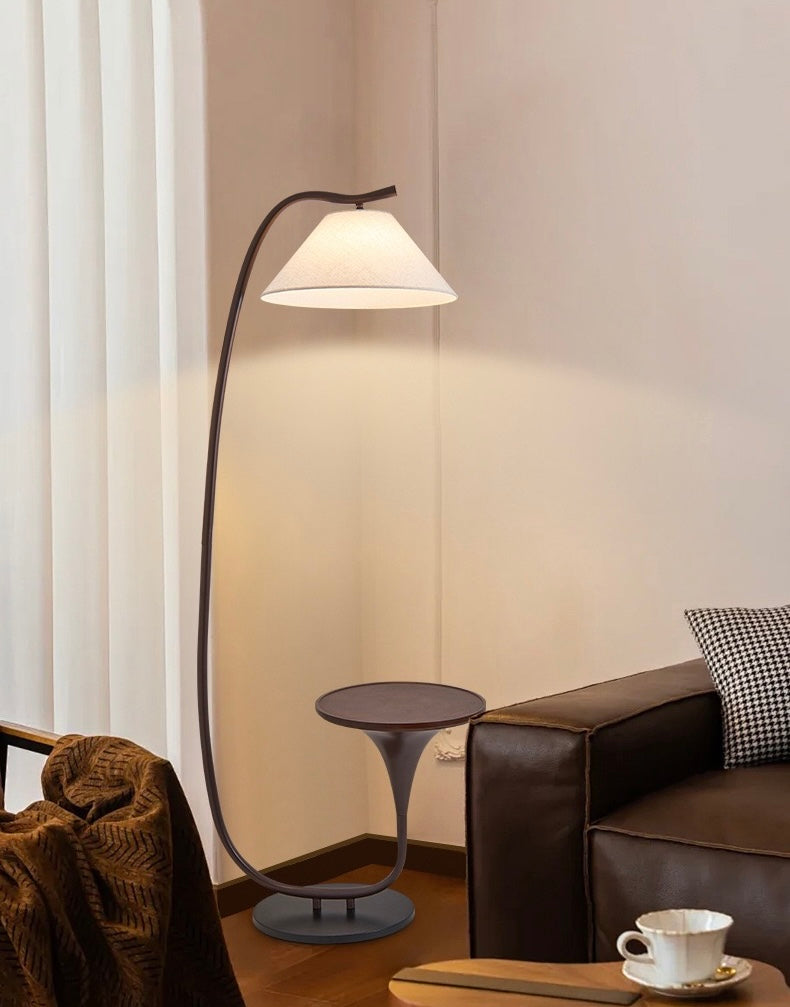 Arc Side Table Floor Lamp with Fabric Shade