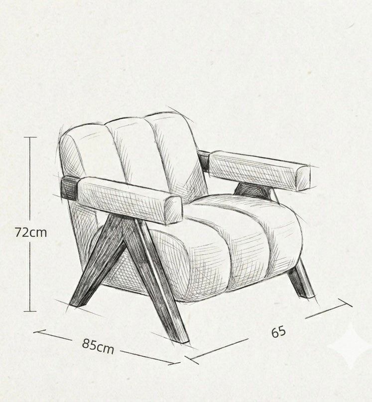 Auro Sculpted Accent Chair – Solid Wood & Soft Beige Upholstery