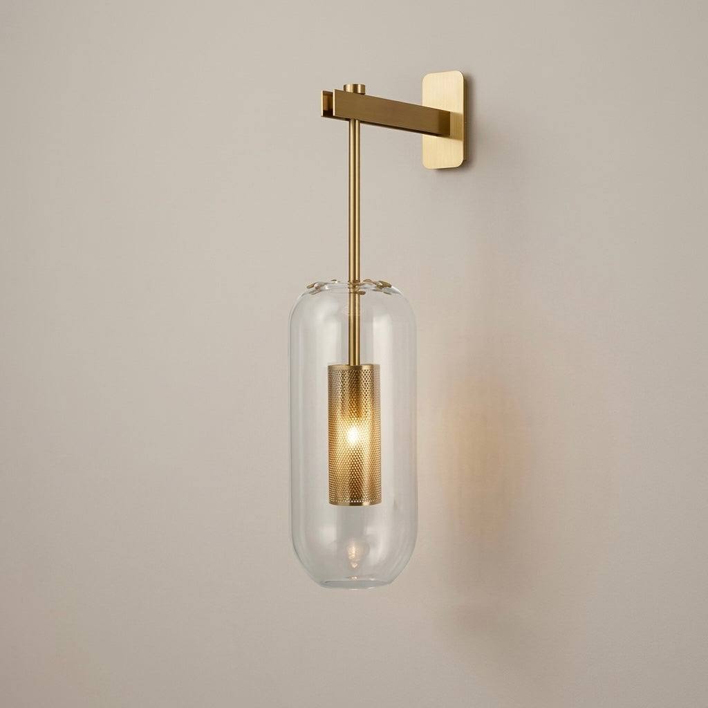 Halo Capsule Glass Wall Light — Gold Finish