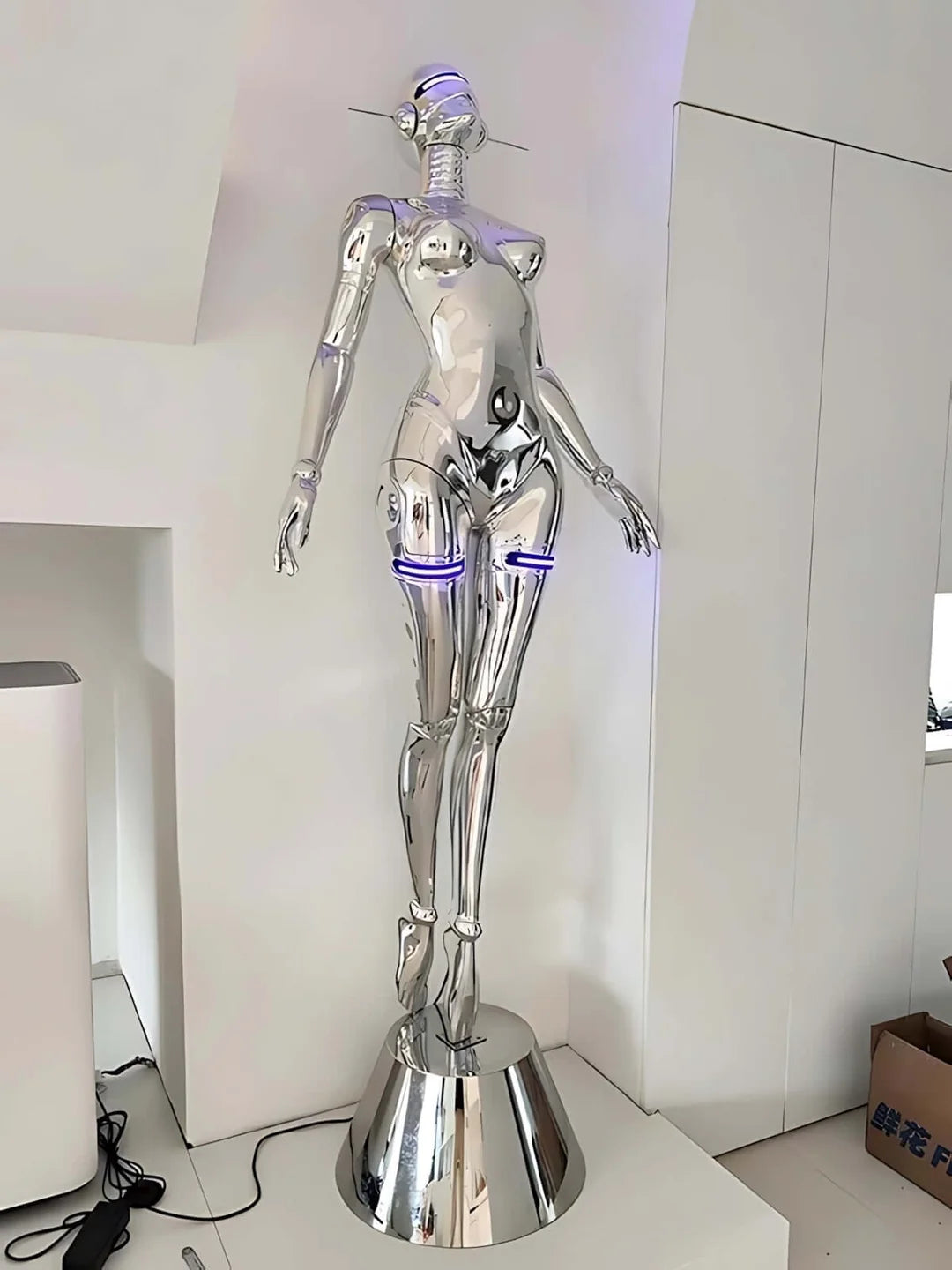 Nova Chrome Humanoid LED Sculptural X large Floor Lamp