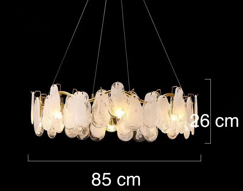 Modern Cloud Glass Chandelier – Luxury Gold Round Pendant Light (Ø85cm)
