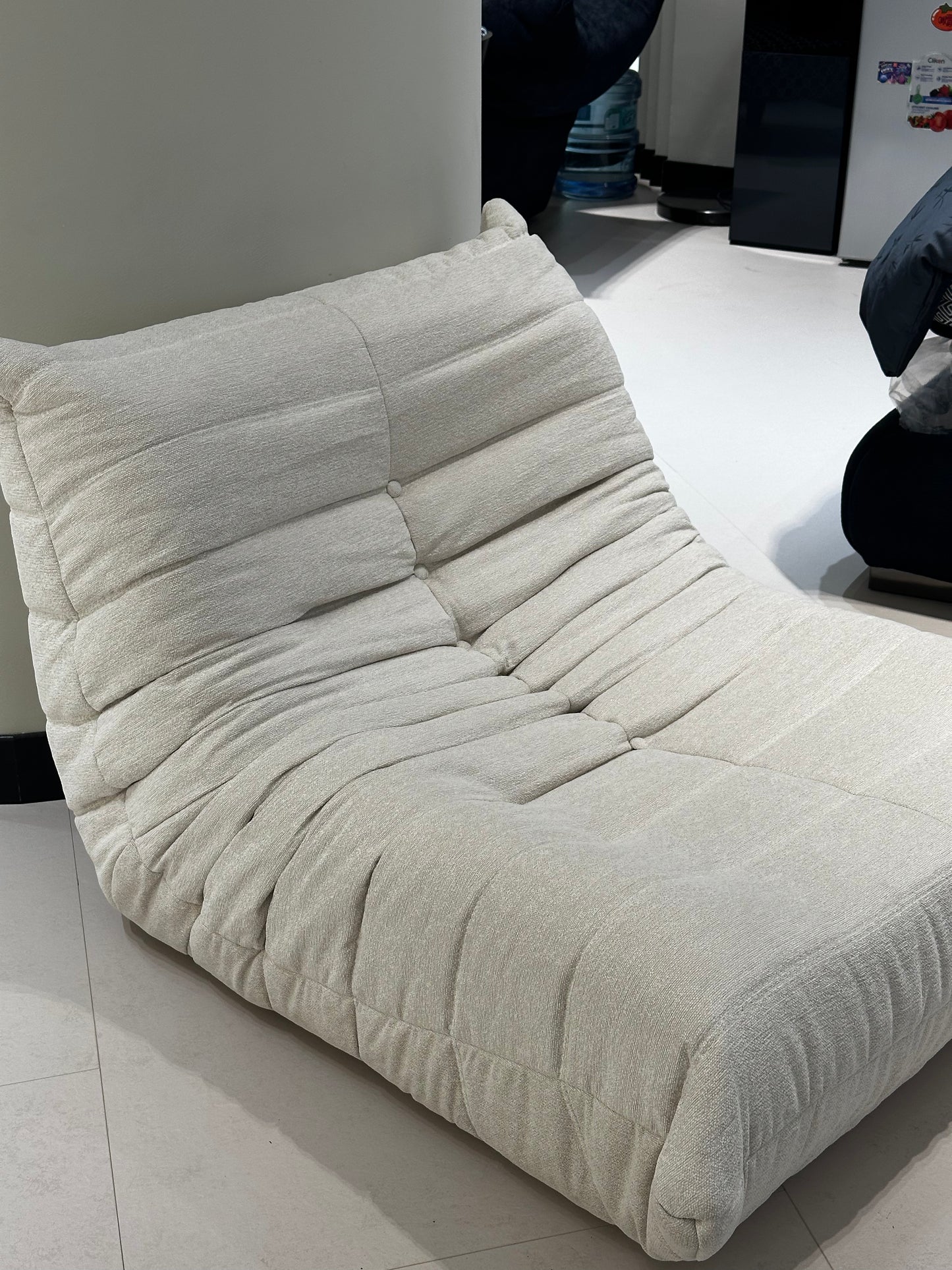 Modern Large White Velvet Lazy Chair