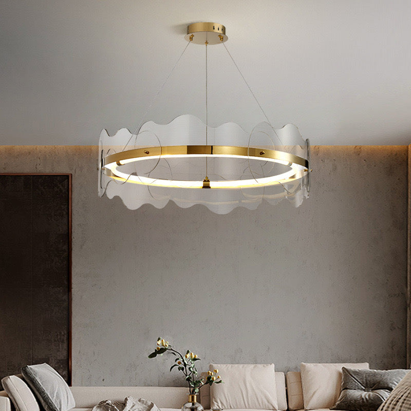 Wave Ring LED Chandelier – Modern Iron & Acrylic Design with Remote Control