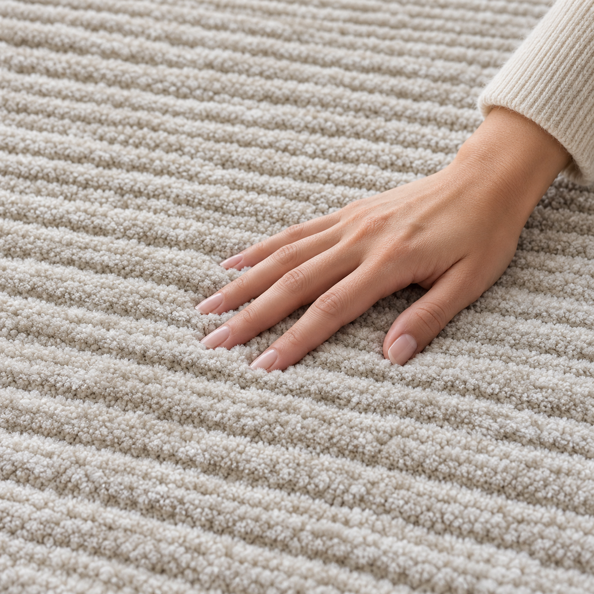 Light Beige Ribbed Textured Area Rug 200×300 cm | SHAGHAF HOME UAE