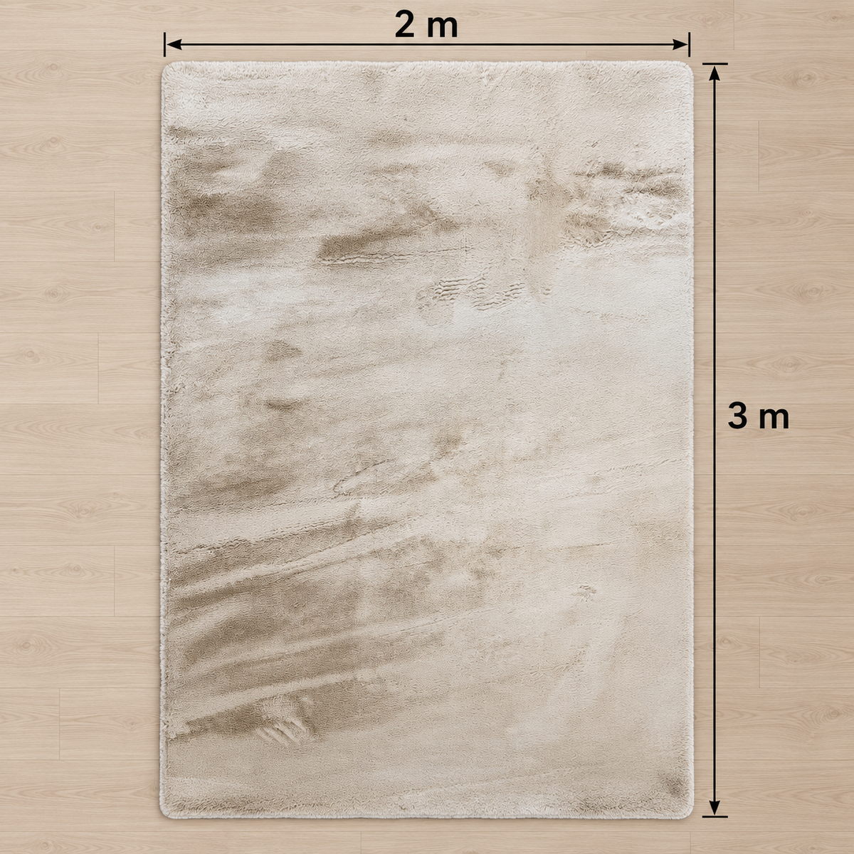 Luxury Fluffy Beige Area Rug 2×3M – Soft Plush Modern Carpet
