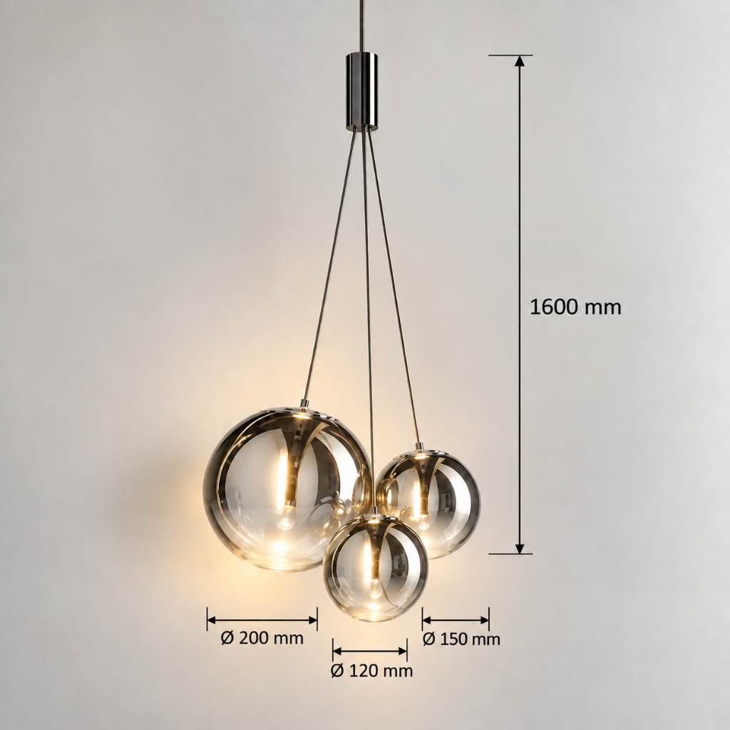 Buy 3-Light Smoked Glass Pendant Chandelier | SHAGHAF HOME UAE
