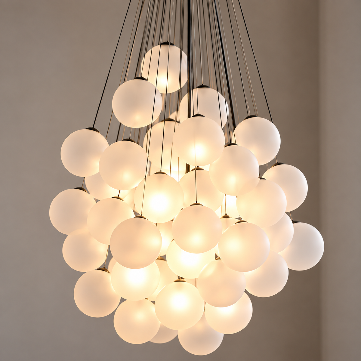 Modern 72-Globe LED Glass Cluster Pendant Light – Adjustable Hanging Chandelier