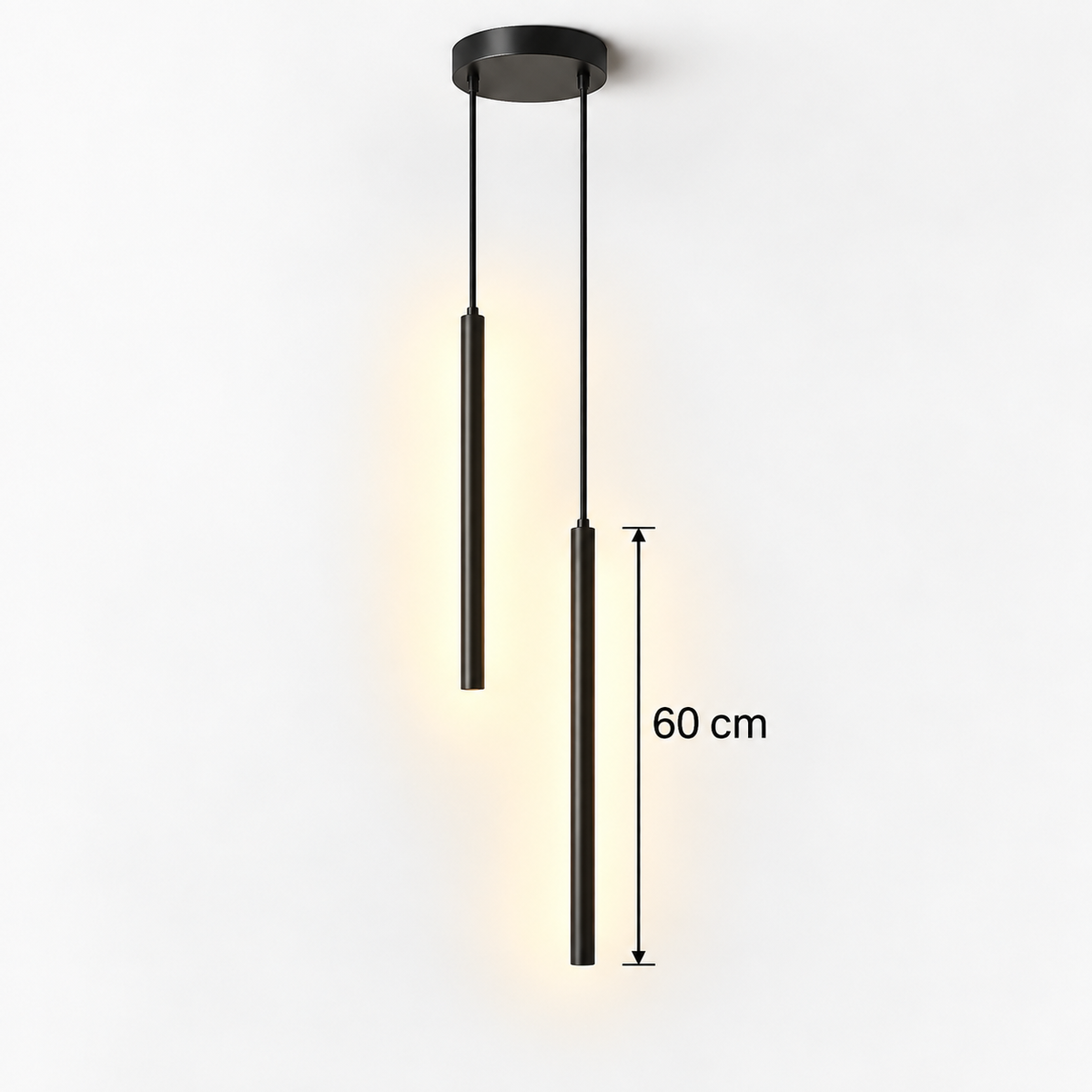 Modern Black/Gold LED Tube Pendant Light 60cm – Double Hanging Light