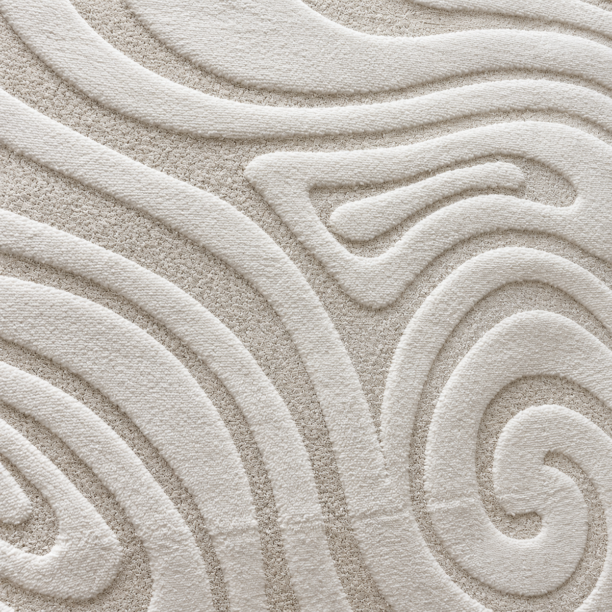 Modern 3D Wave Pattern Carpet – Light Beige | 200 × 300 cm