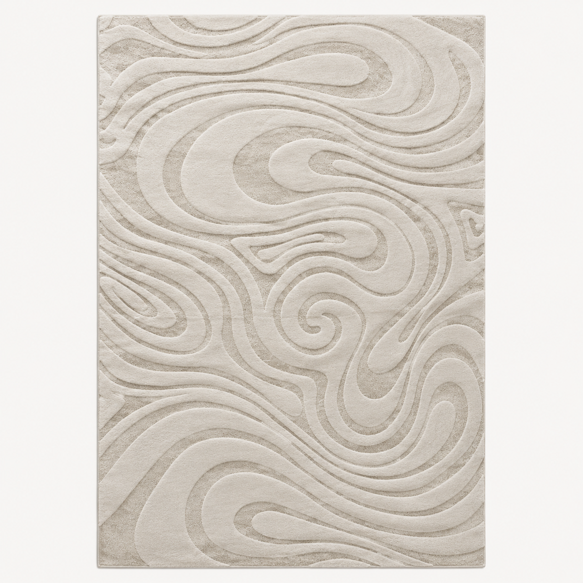 Modern 3D Wave Pattern Carpet – Light Beige | 200 × 300 cm