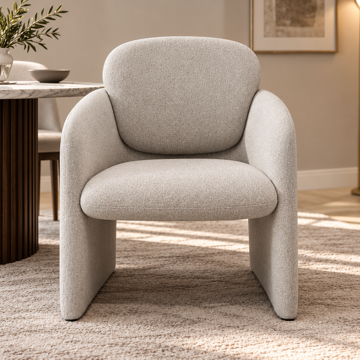 Modern Beige Upholstered Dining Armchair from SHAGHAF HOME.