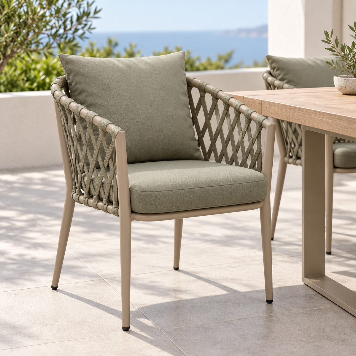 Olive Green Outdoor Rope Chair