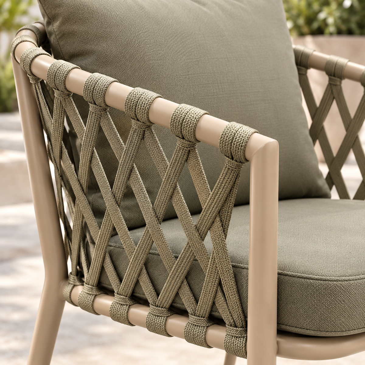 Olive Green Outdoor Rope Chair