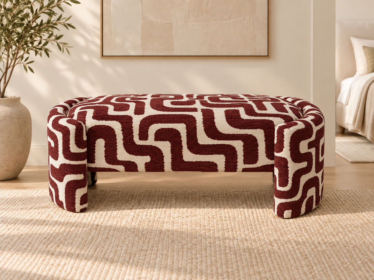 Olvara Geometric Upholstered Bench