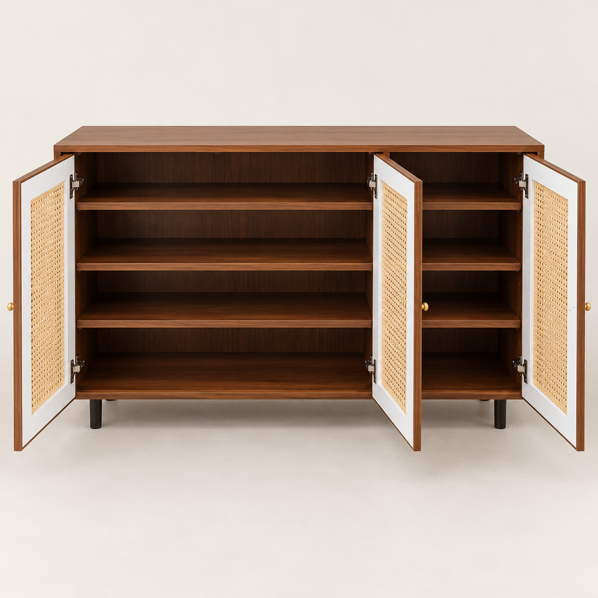 Modern MDF Sideboard Cabinet with Rattan Cane Doors 120×95×35 cm | SHAGHAF HOME UAE