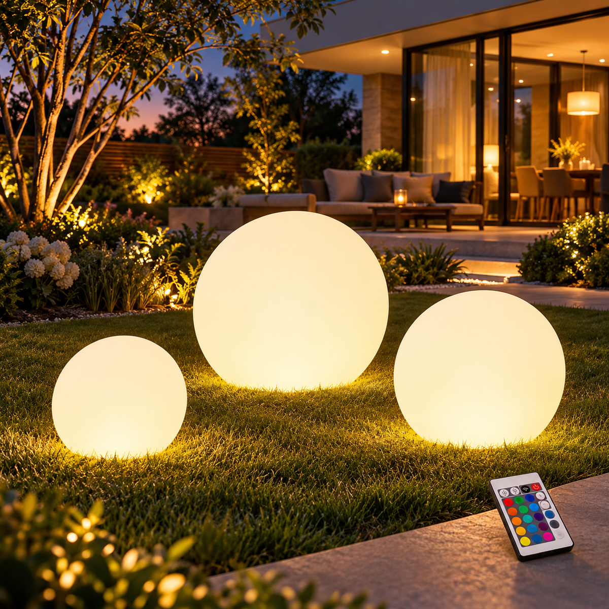 Rechargeable RGB Outdoor Floor Ball Lamp with Remote