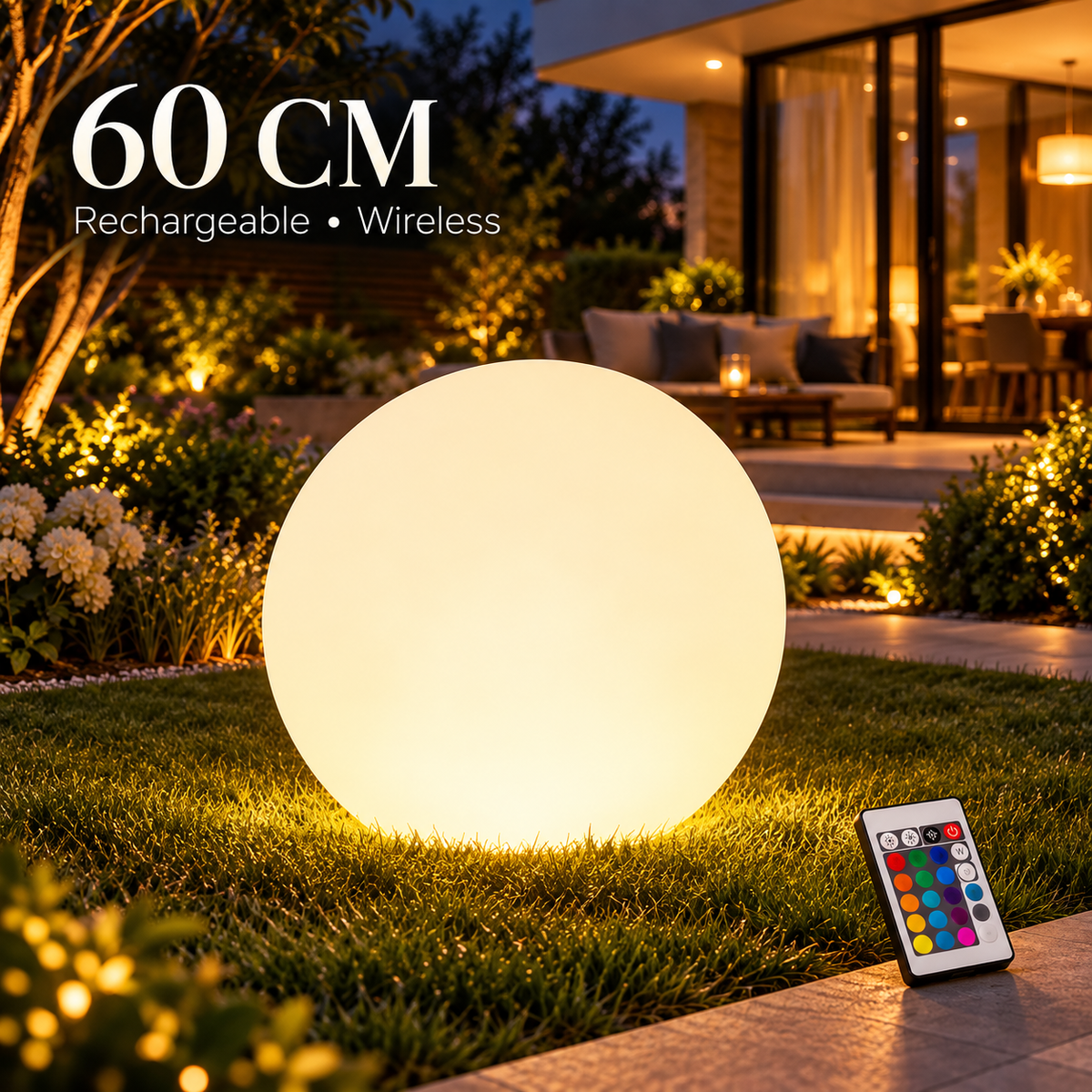 Rechargeable RGB Outdoor Floor Ball Lamp with Remote