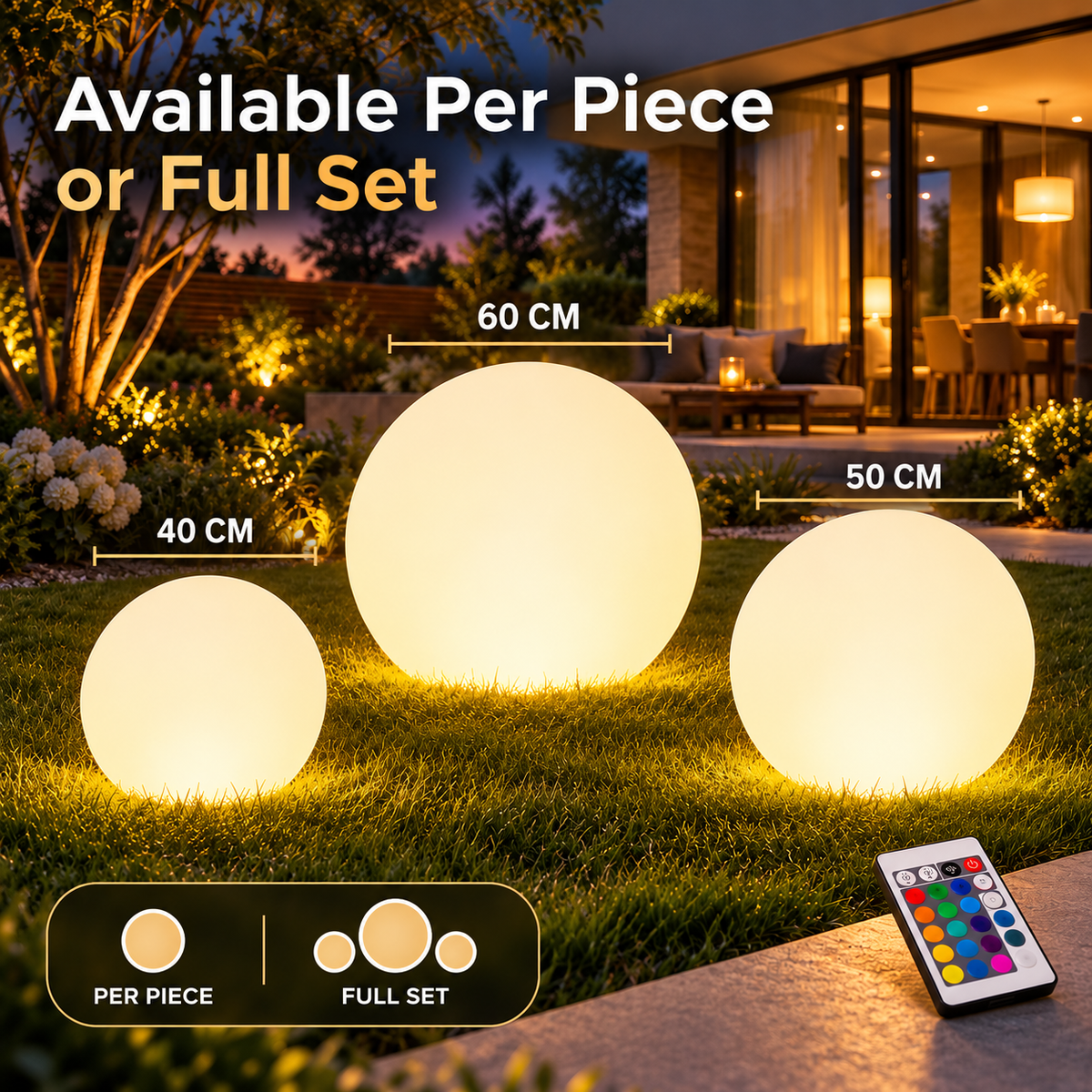 Rechargeable RGB Outdoor Floor Ball Lamp with Remote