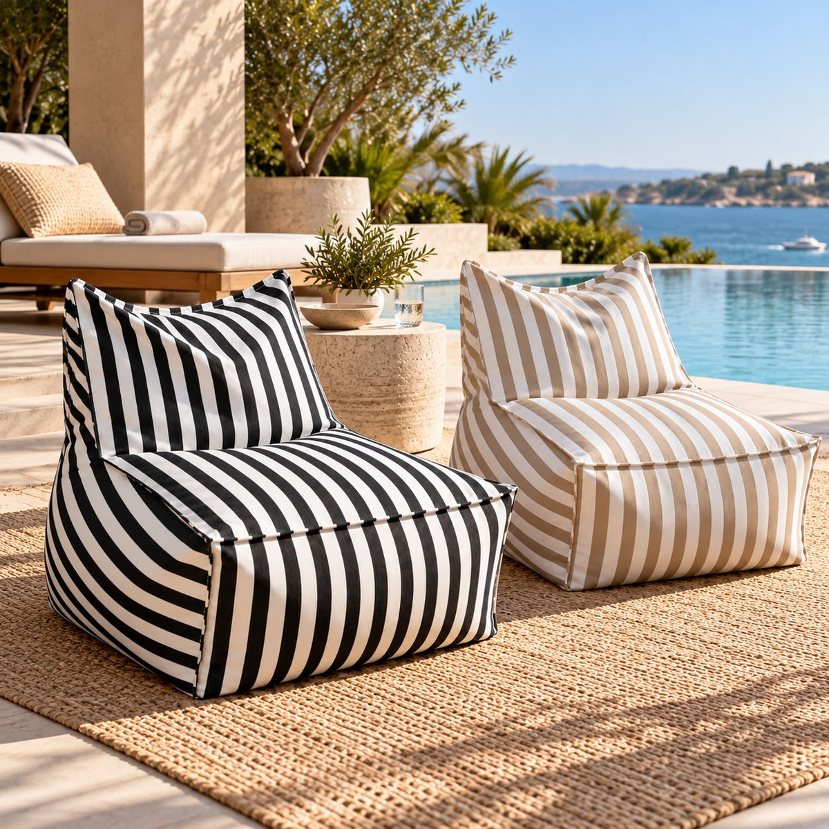Riviera Stripe Outdoor Bean Bag Lounge Chair