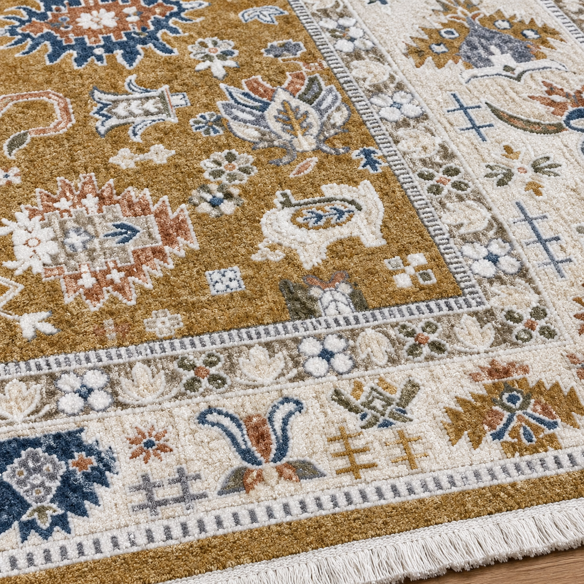 Traditional Mustard Beige Oriental Rug 200×300 cm | SHAGHAF HOME UAE