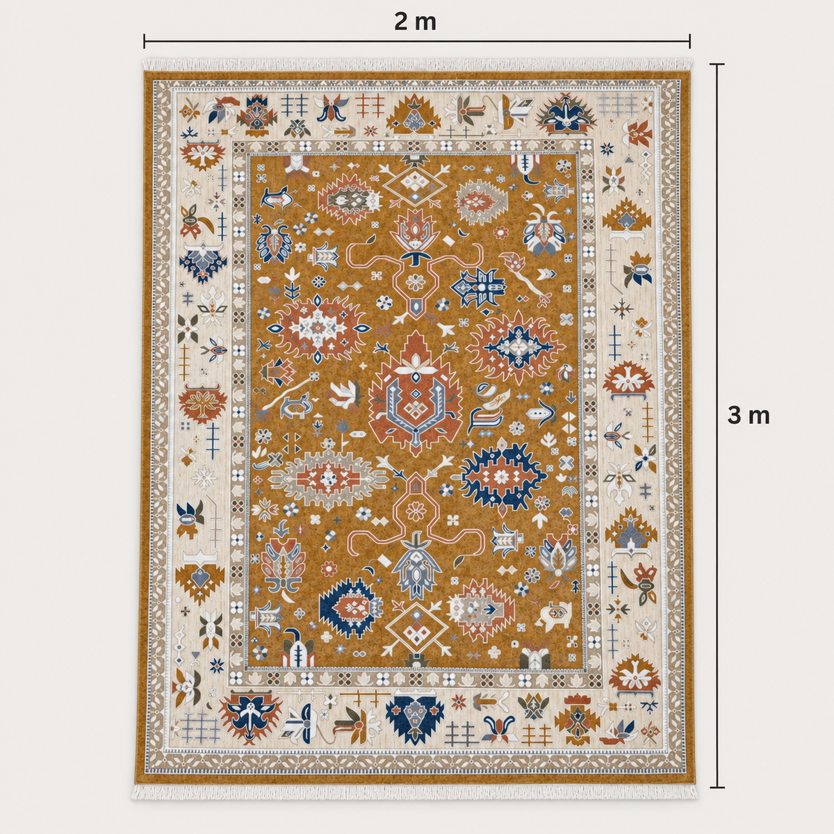 Traditional Mustard Beige Oriental Rug 200×300 cm | SHAGHAF HOME UAE