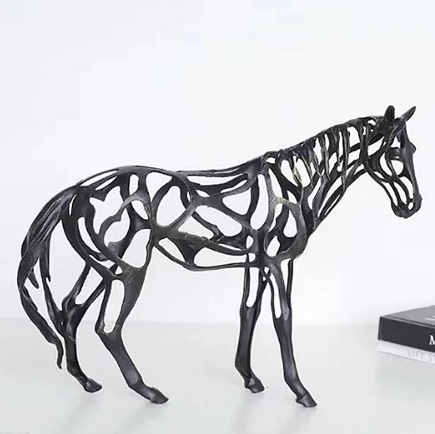 Abstract Horse Sculpture – Modern Black Metal Design - SHAGHAF HOME