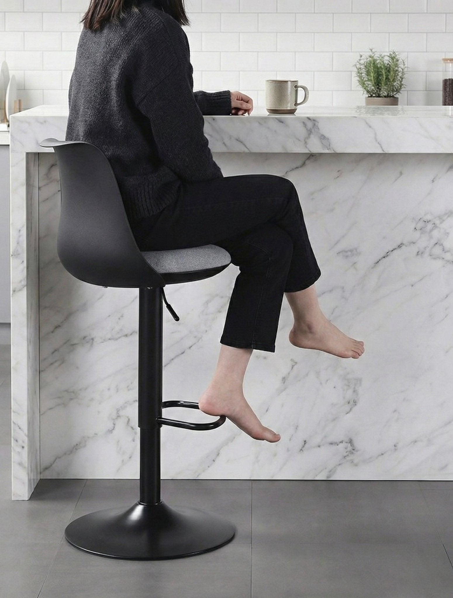 Adjustable Height Modern Bar Stool with Upholstered Seat - SHAGHAF HOME