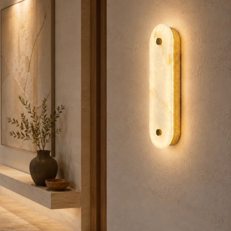 Alina Marble-Look Acrylic LED Wall Lamp – 50 cm - SHAGHAF HOME
