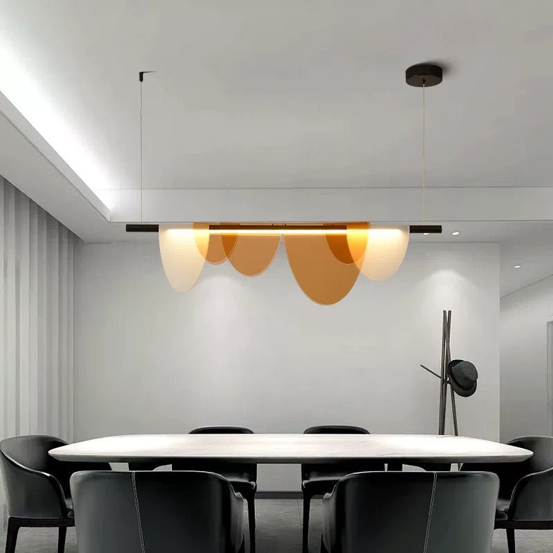 Amber Wave Linear LED Pendant Light – Modern Matte Black & Acrylic Design - SHAGHAF HOME
