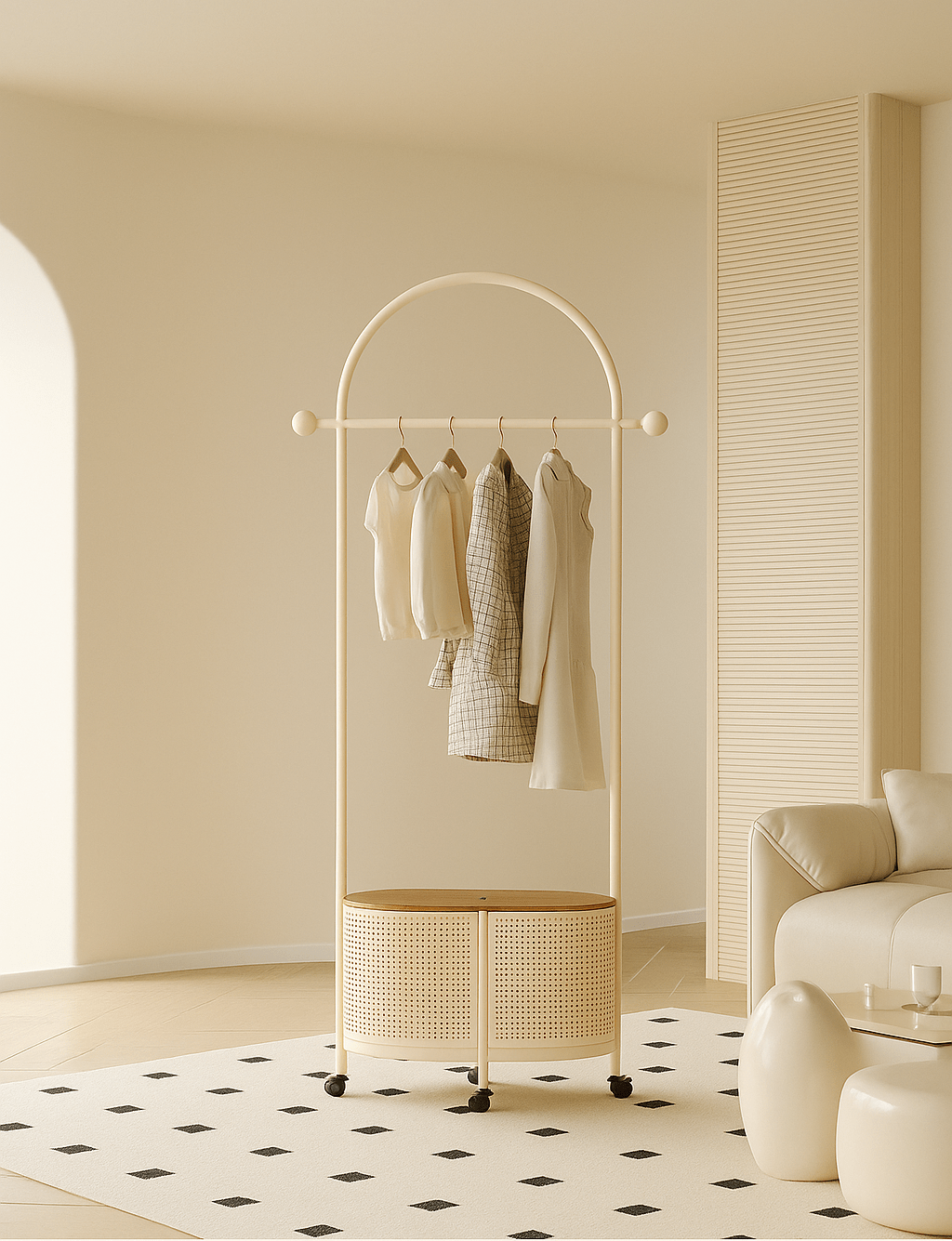 Arco Wardrobe Organizer – Modern Clothes Rack with Storage - SHAGHAF HOME