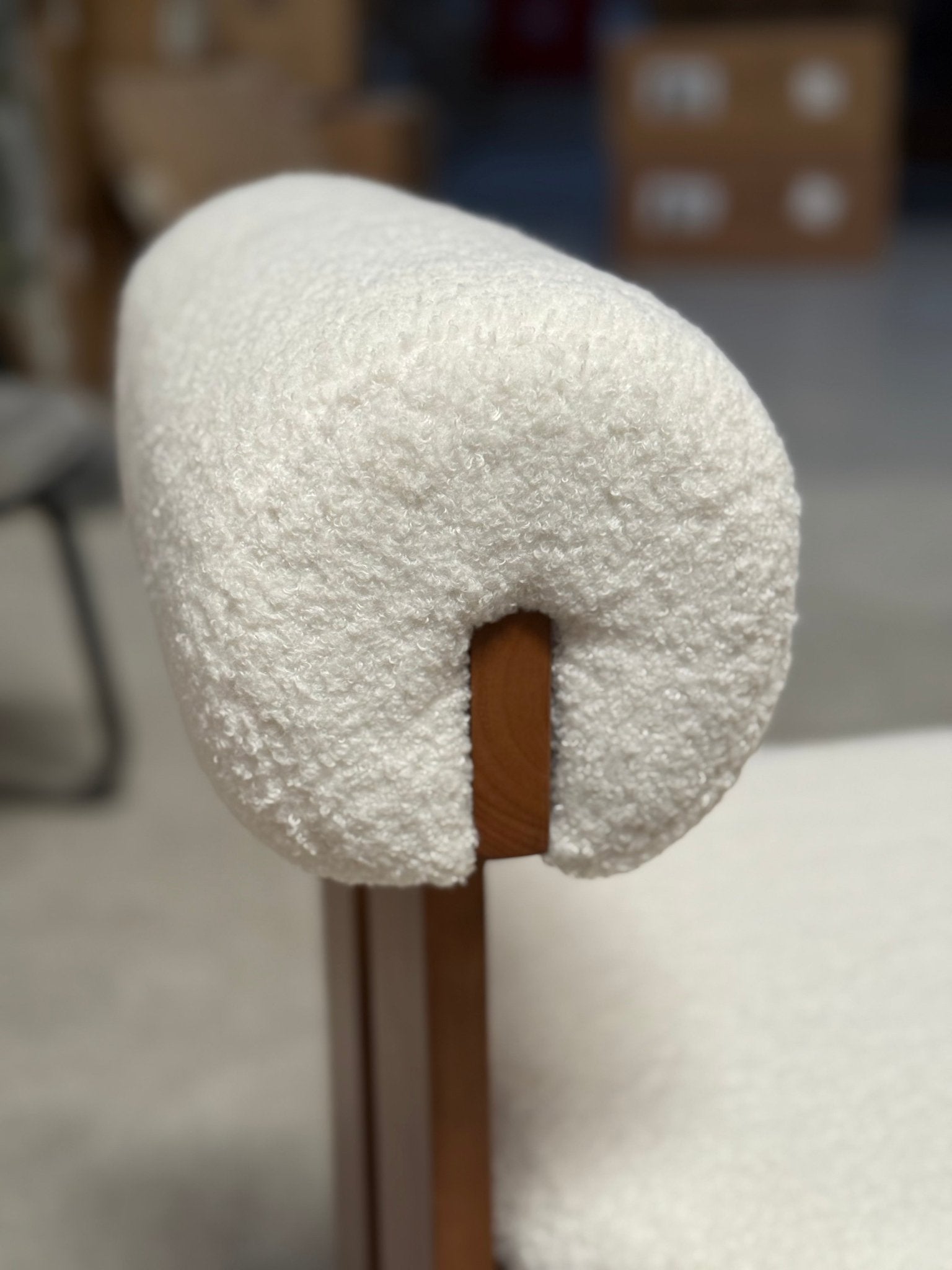 Arlo Bouclé Accent Chair – Solid Wood Frame - SHAGHAF HOME
