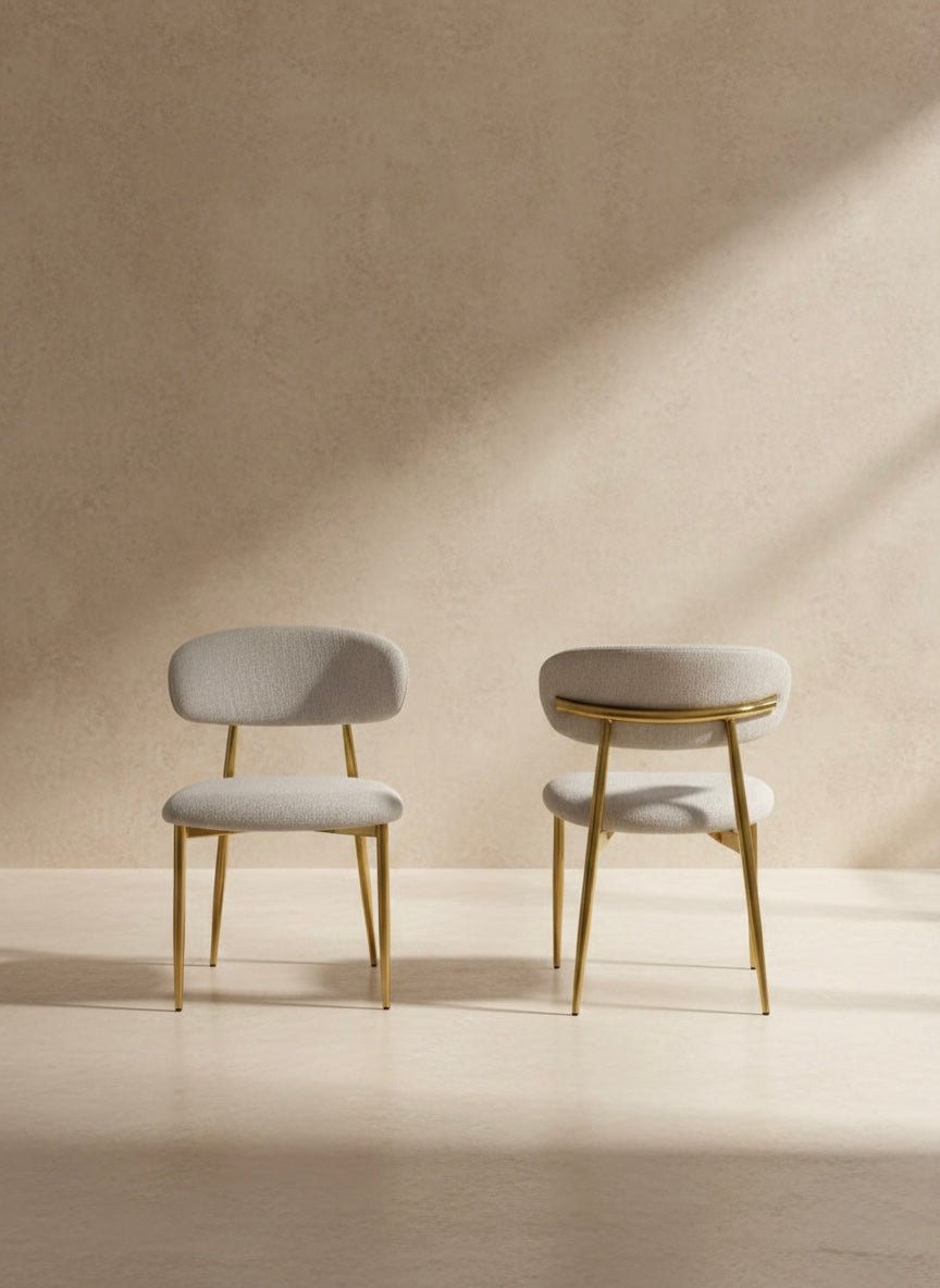 Aurora Gold Dining Chair – Fabric with Stainless Steel Base - SHAGHAF HOME