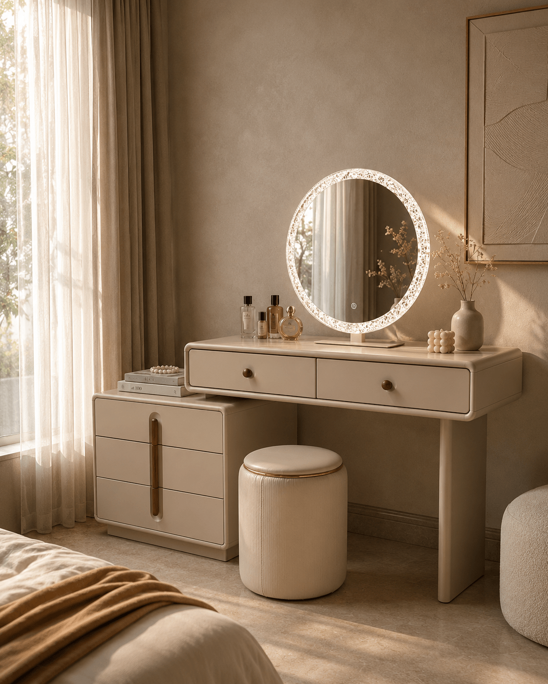 Aveline Modern Vanity Dresser with LED Mirror & Storage Cabinet - SHAGHAF HOME