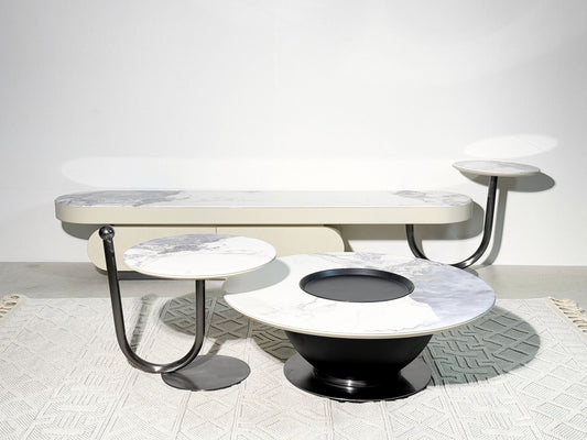 Belato Table Set – TV Table & Coffee Table with Modern Marble Finish - SHAGHAF HOME