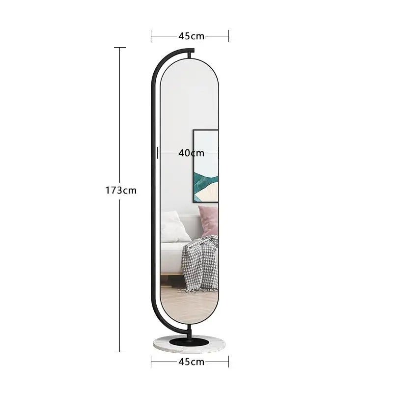 Black frame Oval floor hanger and rotatable Mirror - SHAGHAF HOME