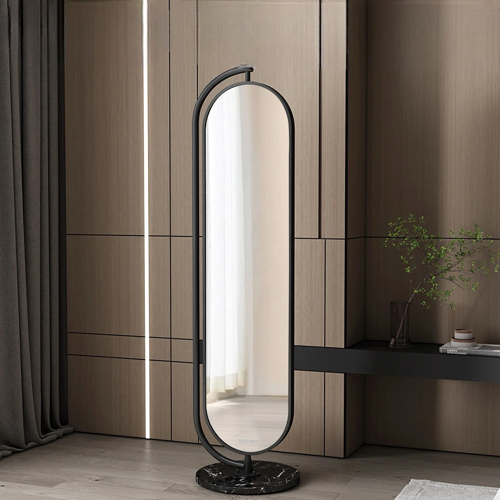 Rotatable Mirror Image Black frame Oval floor hanger and rotatable Mirror – SHAGHAF HOME